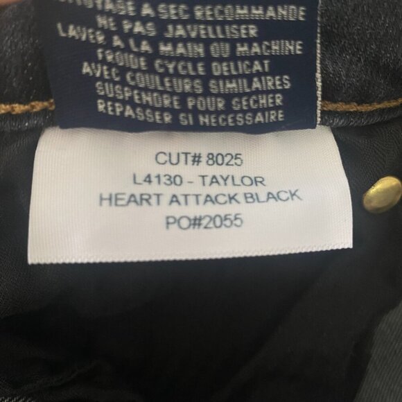 Fidelity Taylor Straight Crop Heart Attack Black Denim Jeans Size 28 - Picture 9 of 10